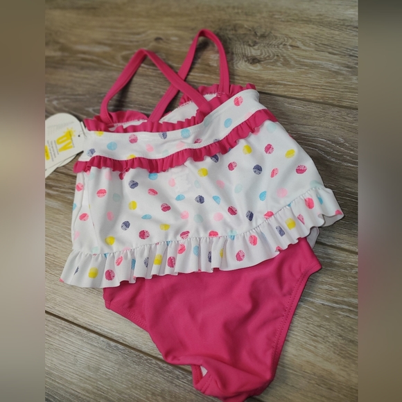 Baby's Koala Kids 2pc. polka dot hot pink and white swimsuit. Multi color 12-18m - Picture 5 of 9